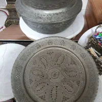 کماجدون بزرگ مسی قدیمی تمام قلم با سینی مسی قدیمی|کلکسیون اشیاء عتیقه|ساری, |دیوار
