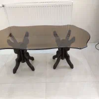 میز جلو مبلی شیشه ای با پایه چوبی|مبلمان خانگی و میز عسلی|همدان, |دیوار