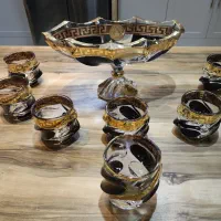 سرویس کریستال«بوهمیا»چک طلاکوب با بوفه ورق طلا