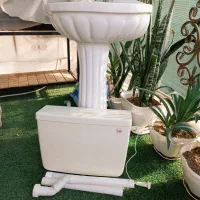 سنگ روشویی همراه شیر آب سیفون و آینه