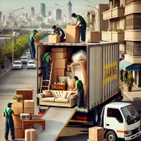 باربری و حمل بار و اثاثیه منزل شبانه روزی با کارگر