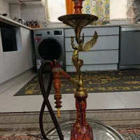 قلیون برنجی شیشه سه پوست طلا کوب