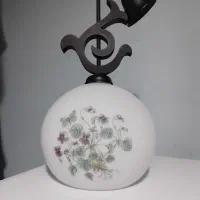 لوستر حبابی با آویز چوبی در حد نو
