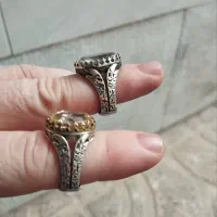یکجفت انگشتر نقره طرح شمشیر ذولفقار و حکاکی شده
