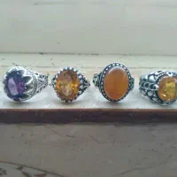 انگشتر نقره سیترین و شرف الشمس و آماتیس