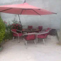 میز و صندلی منقل باغی با دوتا چتر ۵متری همگی ۷۰