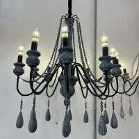 لوستر چوب راش و فلز اطلس ۱۰ شاخه