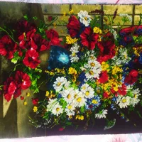 تابلو فرش دستبافت چله ابریشم سایز 52در75