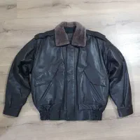 کاپشن خلبانی نظامی چرم طبیعی آکبند 2XL