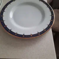 سینی شیشه ای دسته استیل سالم دیس گرد سالم