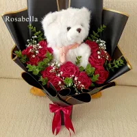 دسته گل های خرس فانتزی و گل همیشگی