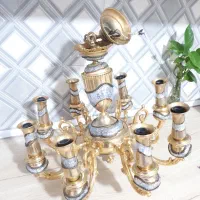 لوستر ۸ شاخه برنج با ابکاری طلا