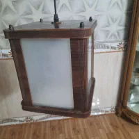 لوستری چوبی همراه لامپ|لوستر و چراغ آویز|قرچک, زیبا شهر|دیوار