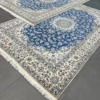 فرش دستباف (بساک)جفت ۶ متری ۹لا ابی کرک ابریشم|فرش|مشکیندشت, |دیوار