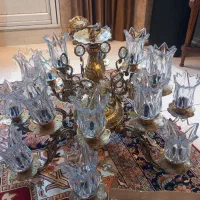 لوستر ۸ شاخه ۱۶ شعله برنزی سنگین