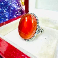 انگشتر فاخر سنگ عقیق سرخ خونی صفوی تخت اصل خراسانی