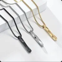 گردنبند استیل مردانه مدل پیچ هندسی