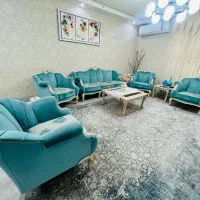 مبل هفت نفره با جلو مبلی و دو عسلی