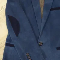 کت مخملی آبی کاربنی