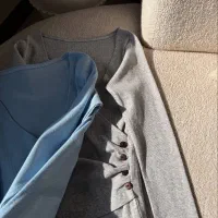 بلوز چپ راستی دکمه چوبی و بلوز استین بلند فانتزی