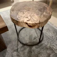 میزعسلی چوب گردو پایه فلزی ۲ عدد