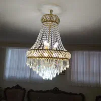 لوستر کریستال و برنز  قدیمی سالم ۱۲ شاخه