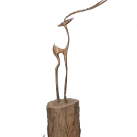 غزال، لک لک چوبی تزئینی|مجسمه، تندیس، ماکت|تهران, باغ فیض|دیوار