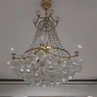 لوستر کریستالی برنجی آویز سقفی