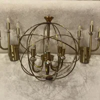 لوستر ۵ شاخه مدرن با ۲ عدد دیوارکوب ۳ شاخه در حد