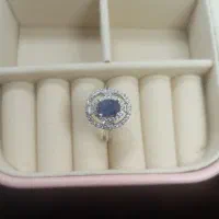 انگشتر نقره زنانه با نگین یاقوت کبود کاملا نو