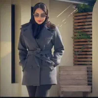 پالتوفطرمدل کتی ۴دکمه کمردار رنگ مشکی پررنگ