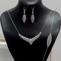 سرویس کامل نقره ۹۲۵ زنانه با آبکاری طلا سفید|جواهرات|اصفهان, چرخاب|دیوار