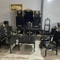 مبلمان اداری چوب و چرم شل پوست ماری|دفتر کار|قزوین, |دیوار