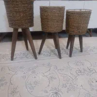 گلدان چوبی وبافت حصیری سالم|صنایع دستی و سایر لوازم تزئینی|چهاردانگه (تهران), |دیوار