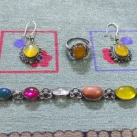 نیم ست نقره قدیمی باسنگهای اصل عقیق، شرف شمس و..|جواهرات|قم, آذر (نکویی)|دیوار