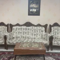 مبل سلطنتی چوبی ۹ نفره با ۳ میز و روکش پارچه ای|مبلمان خانگی و میز عسلی|تبریز, |دیوار