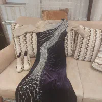 پیراهن مخمل سنگ دوزی ترک و کفش|لباس|رشت, نظری|دیوار