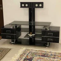 میز تلویزیون مشکی شیشه ای