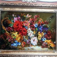 تابلو گل آرنا کد 33 دستبافت و ابریشم دار