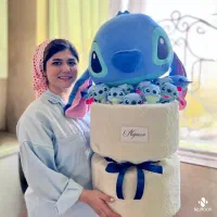 بوکت و دستگل استیج بزرگ یکمتری لاکچری صورتی و آبی