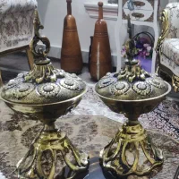 دو تا قندان برنجی و جا قاشی برنجی