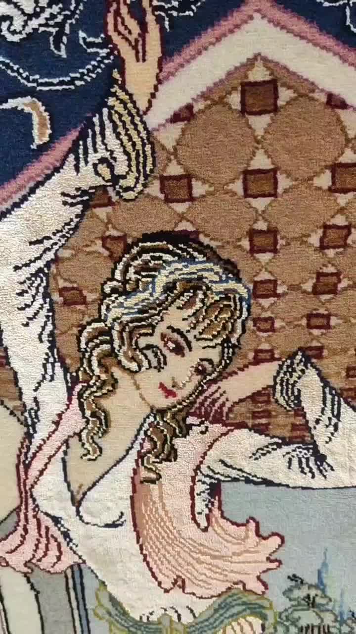 تابلو فرش دستباف تک خفتی ریز بافت ابریشمی اصفهان|تابلو فرش|تبریز, |دیوار