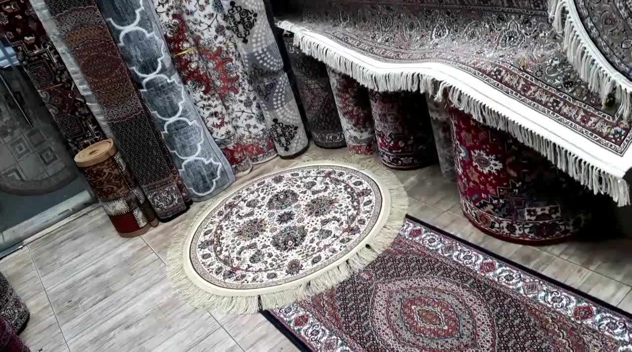 فرش آشپزخانه دایره افشان کرم۱۰۰۰ شانه ۱×۱ سایز|فرش|تبریز, |دیوار