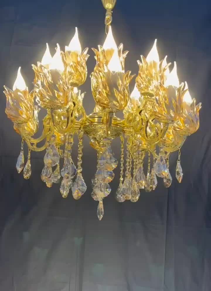 لوسترنگین لوستربرنجی.۸+۱۲روشنایی KF light.6655برنج|لوستر و چراغ آویز|تهران, نعمت‌آباد|دیوار