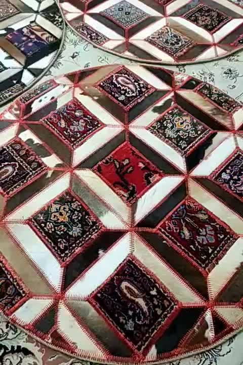 پوست و فرش دستباف قابی دایره قطر یک متر|فرش|مشهد, هنرستان|دیوار