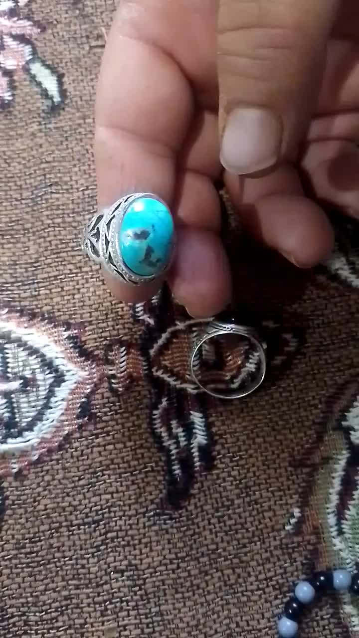 دو انگشتر عقیق و فیروزه|جواهرات|ایرانشهر, |دیوار
