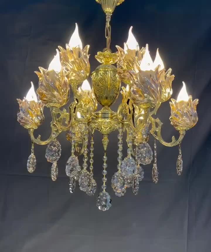 لوستر.ورونا.برنجی ضمانتی.۶+۶شعله برنج VB light 789|لوستر و چراغ آویز|تهران, نعمتآباد|دیوار