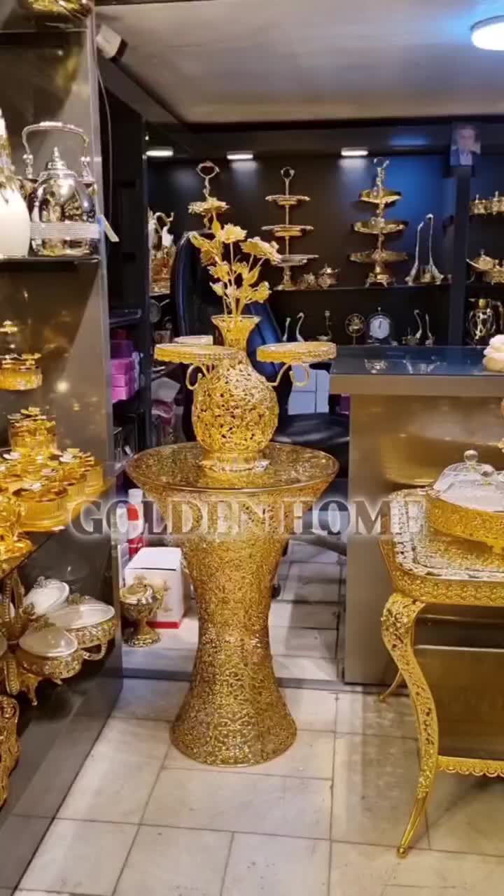 ظرف طلایی آبطلا اماراتی پایه ایستاده ومربع وارداتی|ظروف سرو و پذیرایی|مشهد, سلام|دیوار