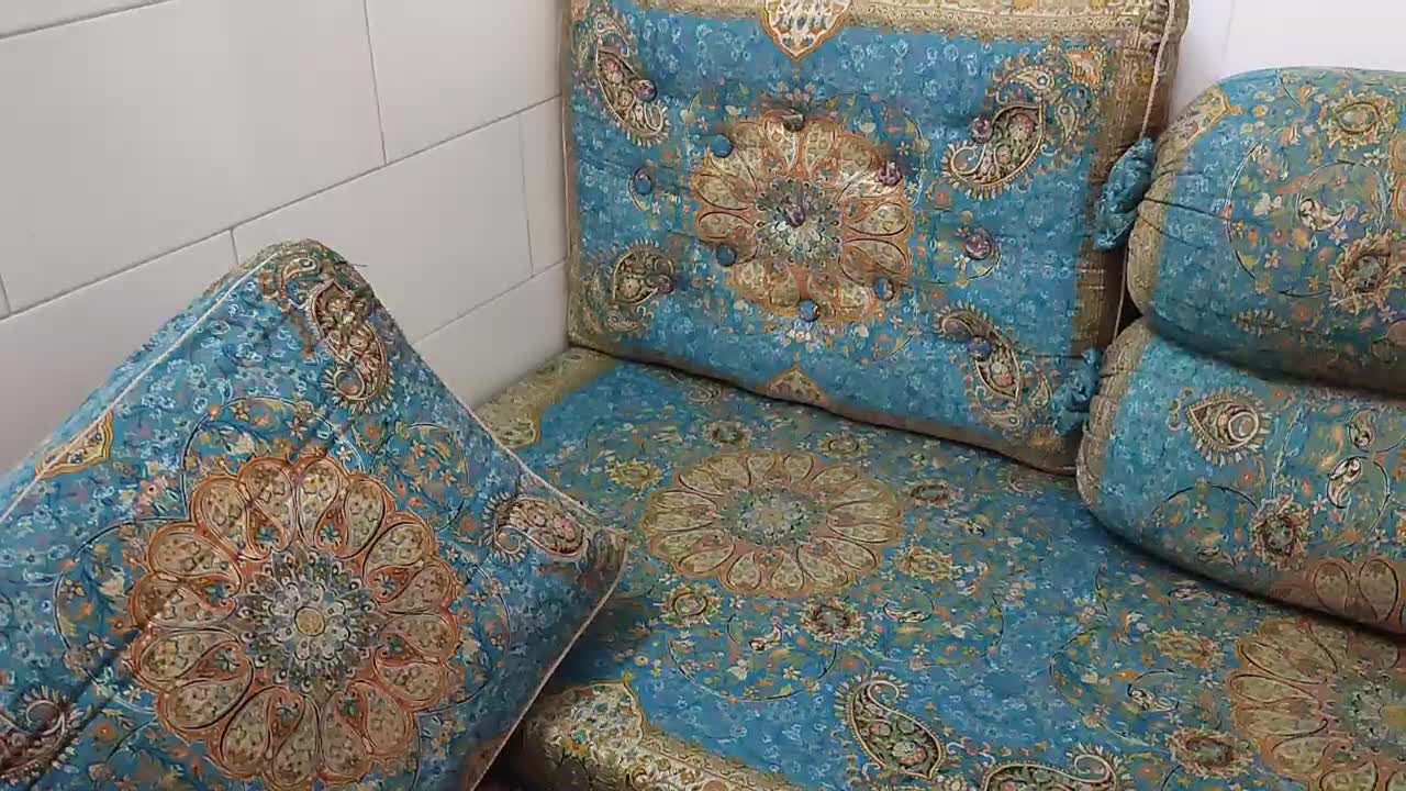 یک دست شاهنشین اصل ترمه هفت رنگ|پشتی|حمیدیا, |دیوار