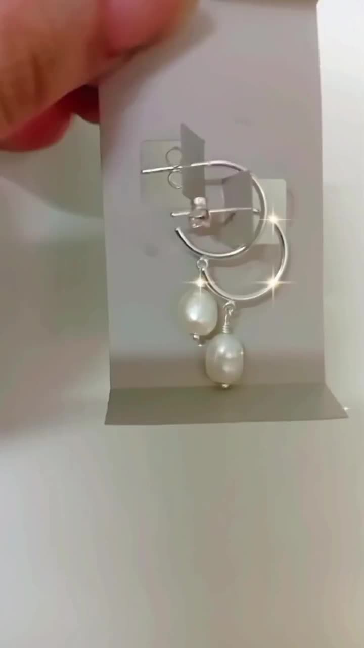 گوشواره نقره ایتالیایی با آویز مروارید پرورشی نونو|جواهرات|همدان, |دیوار